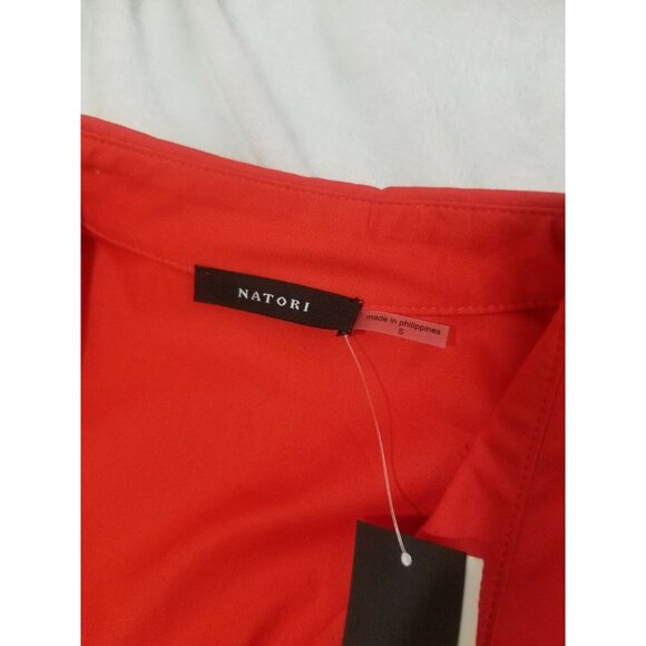 Natori Women's Tunic top   Size S Cotton Poplin Tie Front  Orange 30 - Picture 11 of 12